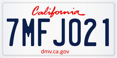 CA license plate 7MFJ021