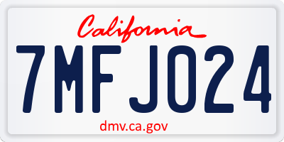 CA license plate 7MFJ024