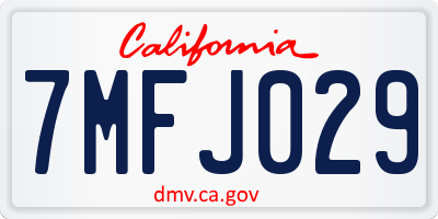 CA license plate 7MFJ029
