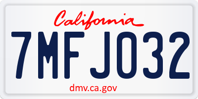 CA license plate 7MFJ032