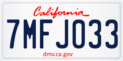 CA license plate 7MFJ033