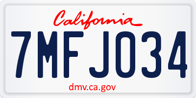 CA license plate 7MFJ034