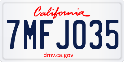 CA license plate 7MFJ035