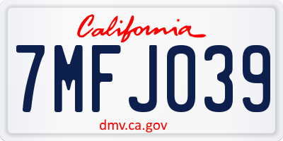 CA license plate 7MFJ039