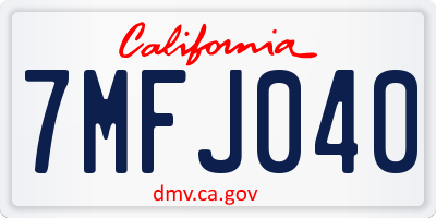 CA license plate 7MFJ040