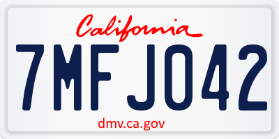 CA license plate 7MFJ042