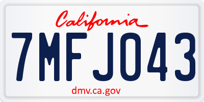 CA license plate 7MFJ043