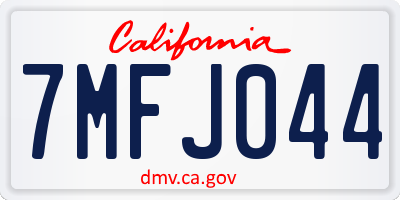 CA license plate 7MFJ044