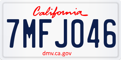 CA license plate 7MFJ046