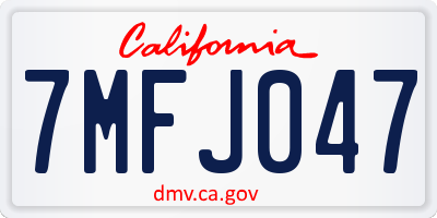 CA license plate 7MFJ047