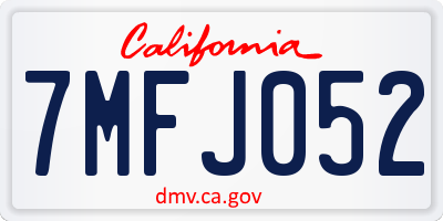 CA license plate 7MFJ052