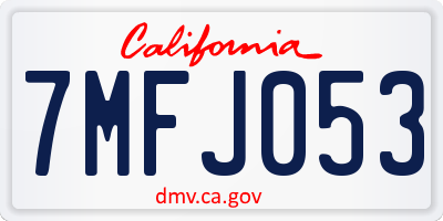 CA license plate 7MFJ053