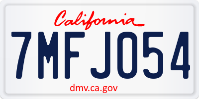 CA license plate 7MFJ054
