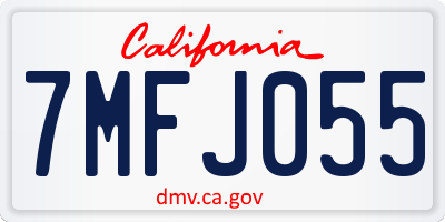 CA license plate 7MFJ055
