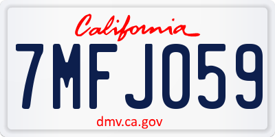 CA license plate 7MFJ059