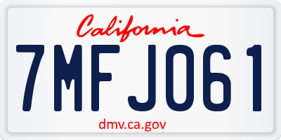 CA license plate 7MFJ061