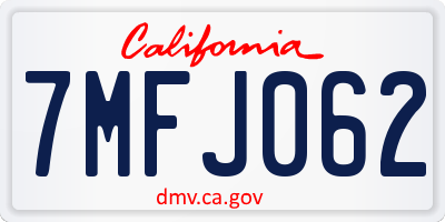 CA license plate 7MFJ062