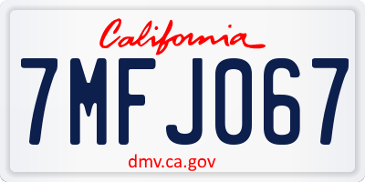 CA license plate 7MFJ067