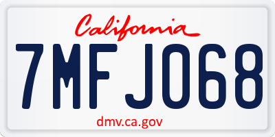 CA license plate 7MFJ068