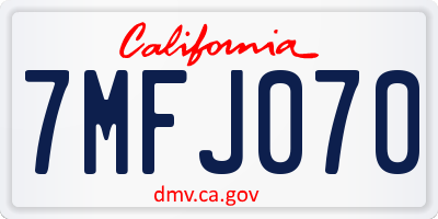 CA license plate 7MFJ070