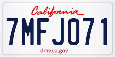 CA license plate 7MFJ071