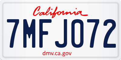 CA license plate 7MFJ072