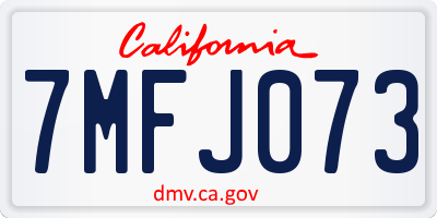 CA license plate 7MFJ073