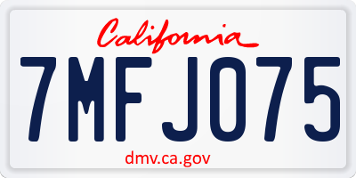 CA license plate 7MFJ075