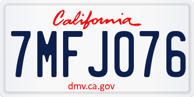 CA license plate 7MFJ076
