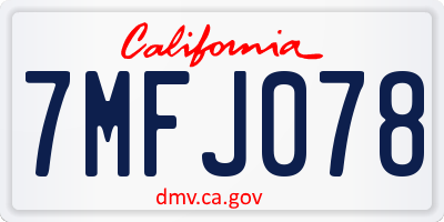 CA license plate 7MFJ078