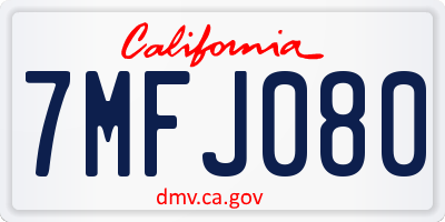 CA license plate 7MFJ080