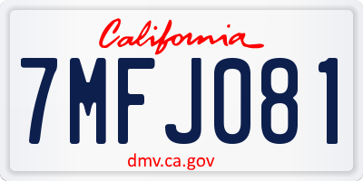 CA license plate 7MFJ081