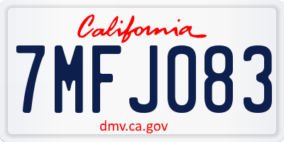 CA license plate 7MFJ083