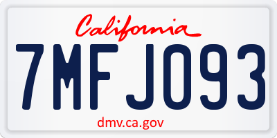 CA license plate 7MFJ093