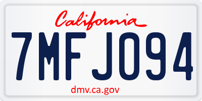 CA license plate 7MFJ094