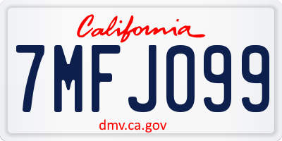 CA license plate 7MFJ099