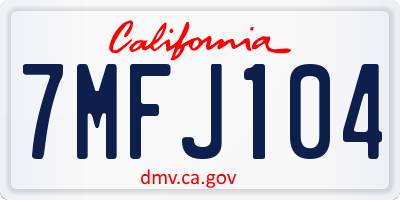 CA license plate 7MFJ104