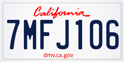 CA license plate 7MFJ106