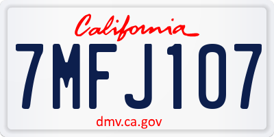 CA license plate 7MFJ107
