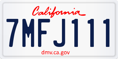 CA license plate 7MFJ111