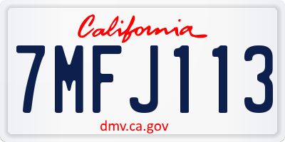 CA license plate 7MFJ113