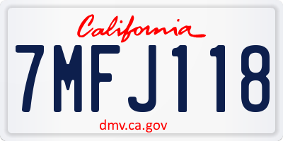 CA license plate 7MFJ118