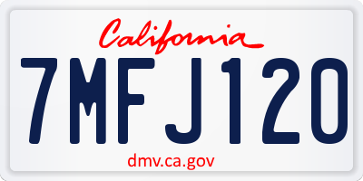 CA license plate 7MFJ120