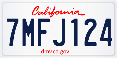 CA license plate 7MFJ124