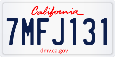 CA license plate 7MFJ131