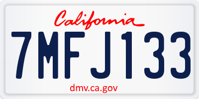 CA license plate 7MFJ133