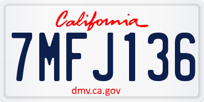 CA license plate 7MFJ136