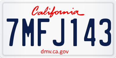 CA license plate 7MFJ143