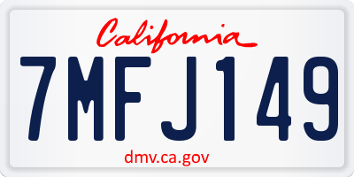 CA license plate 7MFJ149