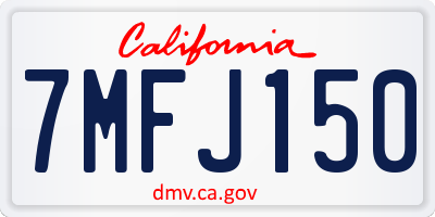 CA license plate 7MFJ150
